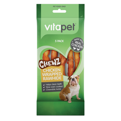 VitaPet Rawhide Chew Chicken Wrap Dog Treats Front