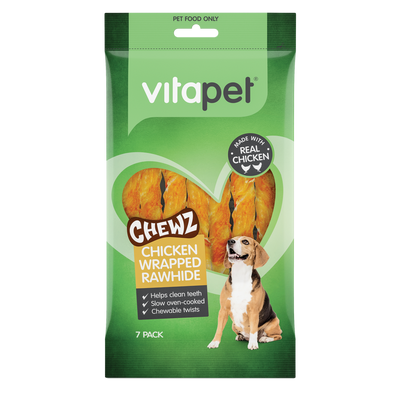 VitaPet Rawhide Twist Chicken Wrap Dog Treats Front