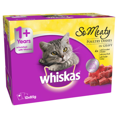 WHISKAS So Meaty 1+ Years Poultry Dishes in Gravy Wet Cat Food