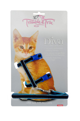 Trouble & Trix Cat Diva Harness Set Blue