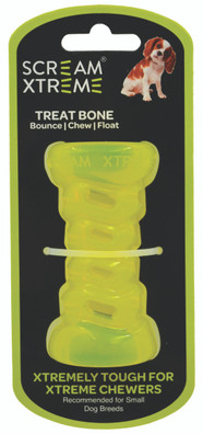 Prestige Scream Xtreme Tough Chew Toy Treat Bone Loud Green