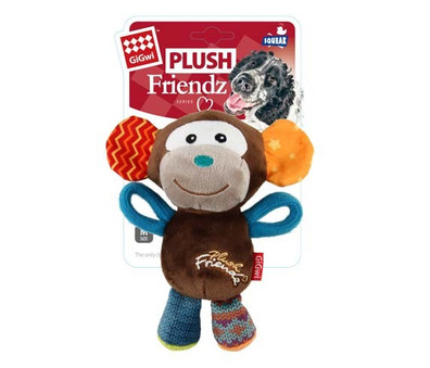 GIGwi Plush Friendz Mulitcolour Monkey Dog Toy