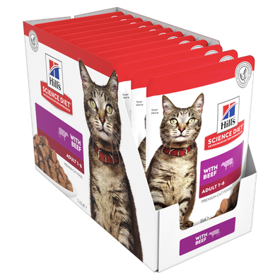 Hill's Science Diet Adult Beef Wet Cat Food Pouches