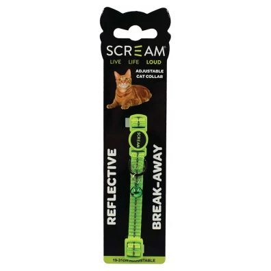 Scream Reflective Cat Collar Loud Green