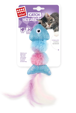 GIGwi Catch & Scratch Ice Cream Crinkle Fish Teaser Wand Cat Toy