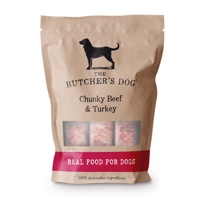 The Butcher's Dog Chunky Beef Turkey & Vegetable Raw Dog Food 1.5kg
