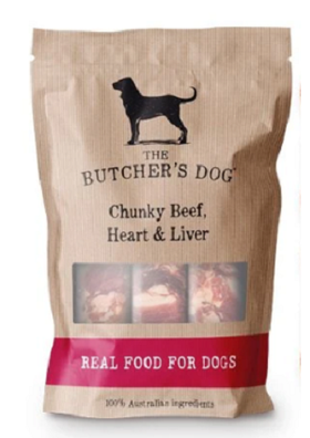The Butcher's Dog Chunky Beef Heart Liver Raw Dog Food 1.5kg