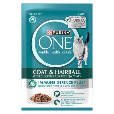 Purina One Cat Adult Coat & Hairball with Chicken in Gravy Wet Cat Food