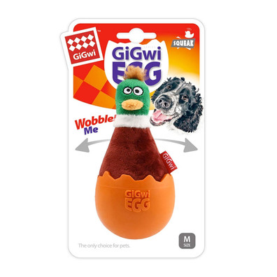 GIGwi Egg Wobble Fun Brown Duck Dog Toy