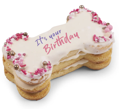 Barney's Barkery Dog Birthday Bone Cake Pink Dog Treats