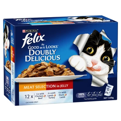 FELIX Doubly Delicious Meat Selection Adult Wet Cat Food