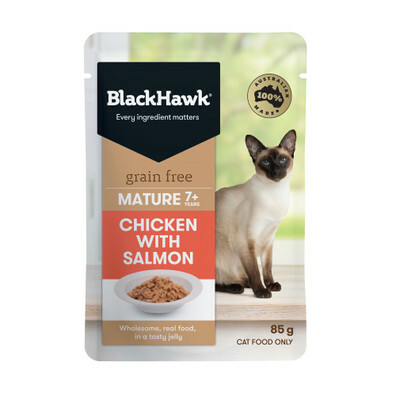 Black Hawk Wet Cat Food Chicken with Salmon Pouches