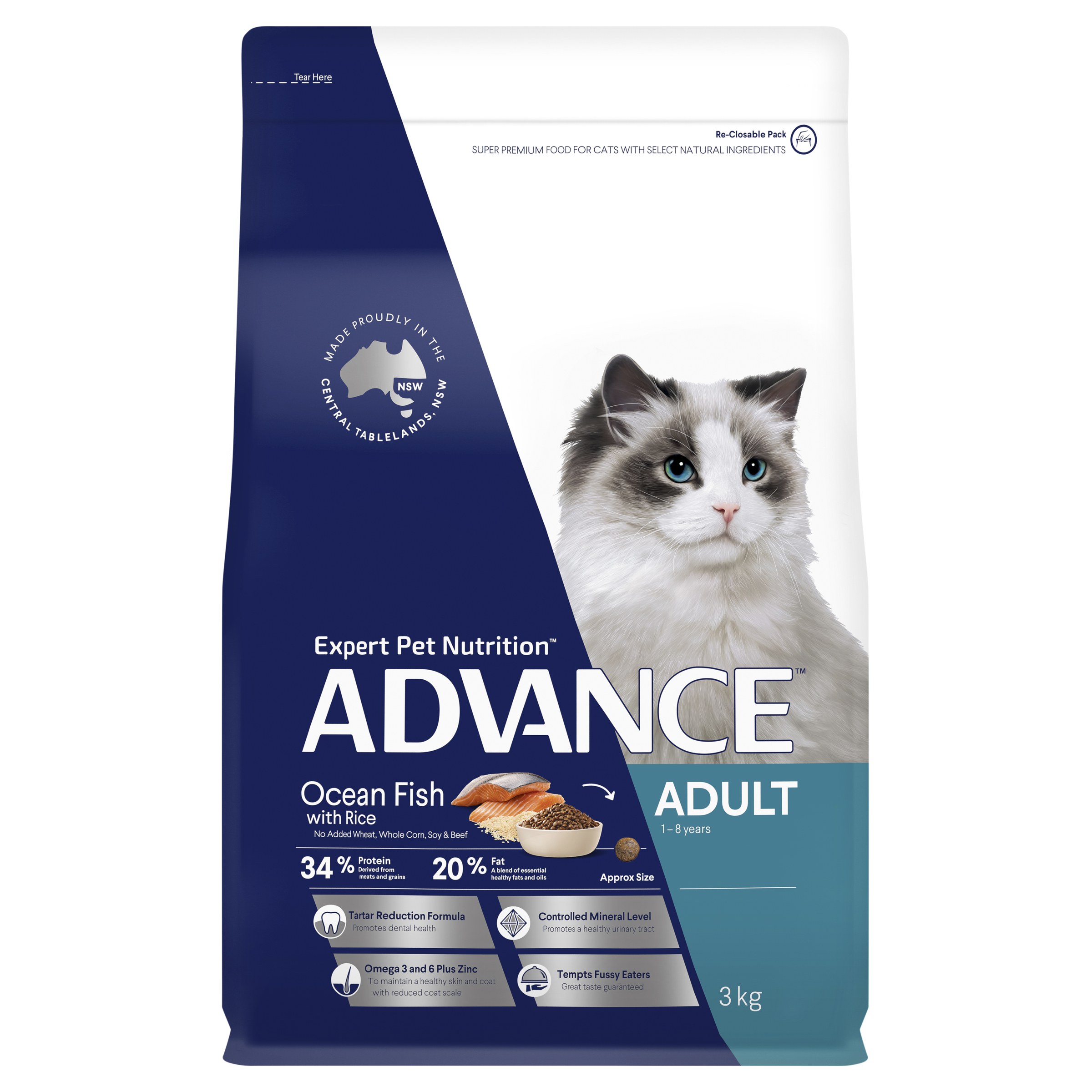 Advance Adult Dry Cat Food Ocean Fish PetO