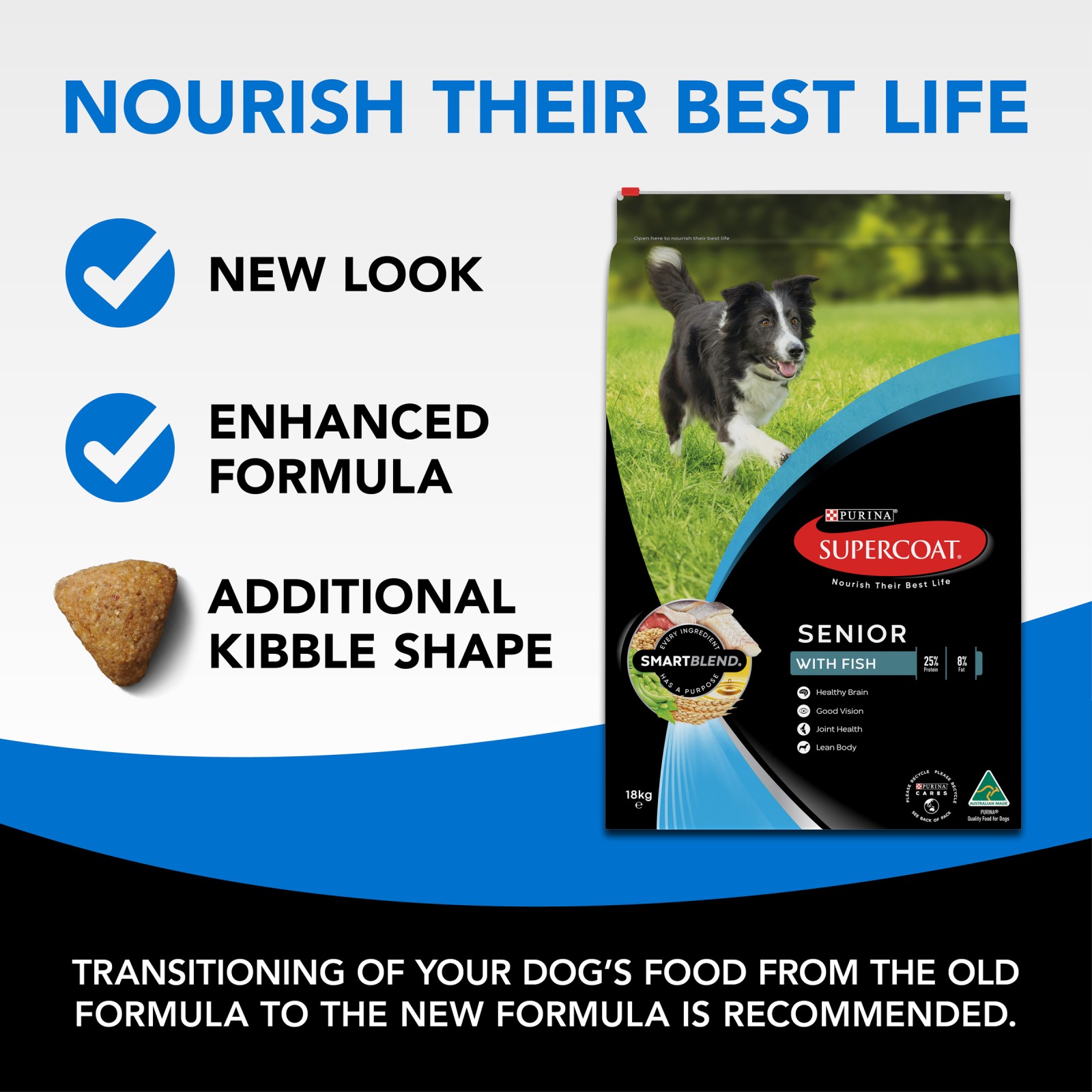 Supercoat Senior Adult Fish Dry Dog Food 18kg