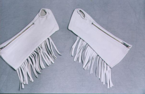 White Fringed Leather Arm Chaps