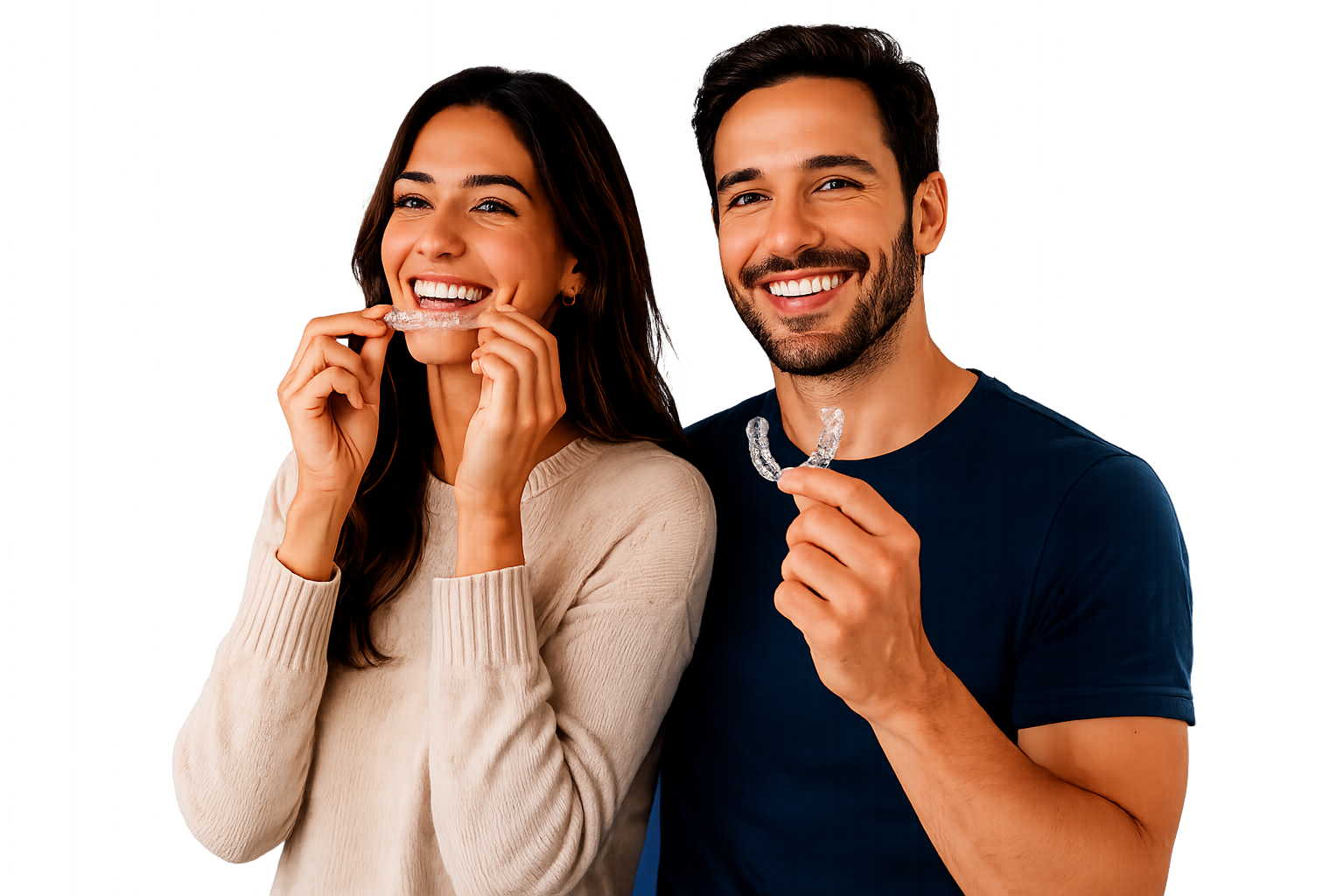 Happy Couple with Dental Aligners