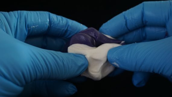 Mix purple and white putty