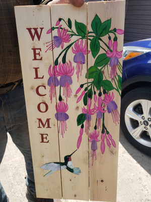 Welcome Hummingbird Sign