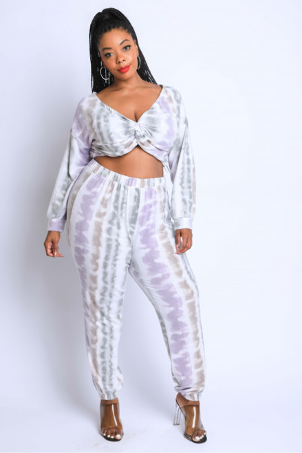 Tie Die Off Shoulder Set-39517