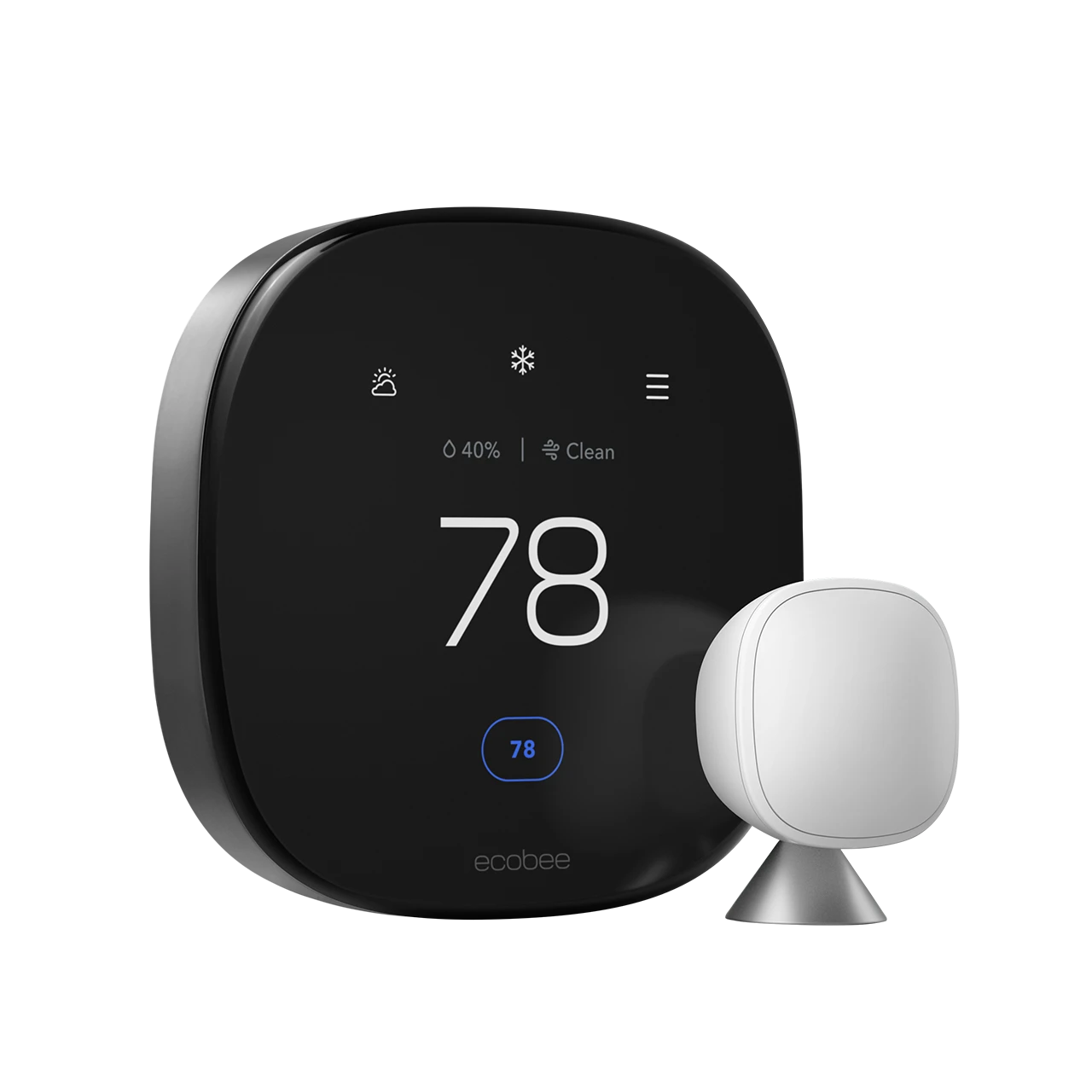 ecobee smart thermostat with sensor side by side
