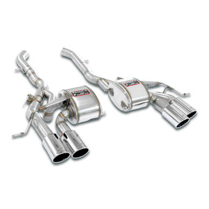 Supersprint Rear mufflers kit Right OO100 + Left OO100 with valves, Silver tips - 526026