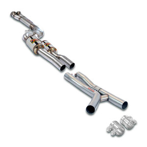 Supersprint J-Pipe Touring PackageDeletes the secondary catalytics + mid resonatorsAccepts the Std - Oem muffler - 989650
