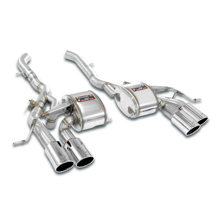 Supersprint Rear mufflers kit Right OO100 + Left OO100 with valves, Silver tips - 526026