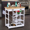 White  Kitchen Utility Cart Island with Wooden Top, Wine Rack, Shelves, Baskets and Drawers