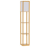 Natural and White Floor Lamp Standing  Light with Storage Shelves