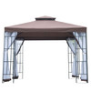 3m x 3m Brown Steel Frame Gazebo Marquee Metal Party Tent Canopy with Removable Mesh Sides