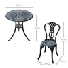 Three  Piece Black Cast Aluminium Outdoor Bistro Set French Style