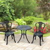 Three  Piece Black Cast Aluminium Outdoor Bistro Set French Style