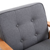 Grey Single Sofa Armchair in a Retro Style with Beech Wood Frame Padded Cushions in Linen Fabric