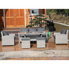 Grey Six Piece Rattan Dining Set Sofa Table Footstool Garden Furniture for Outdoor Spaces