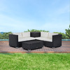 Six Piece Black Rattan Sofa Set  with Cream Cushions