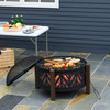 Two in One Outdoor Fire Pit Bowl with a 30" BBQ Grill Grate and Spark Screen Cover