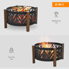 Two in One Outdoor Fire Pit Bowl with a 30" BBQ Grill Grate and Spark Screen Cover