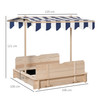 Kids Square Wooden Sandpit Children Cabana Sandbox Outdoor Playset