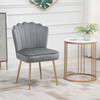 Grey Velvet-Feel Shell Luxe Accent Chair Home Bedroom Lounge Gold Metal Legs