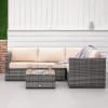 3Pcs Rattan Dining Sofa Set Table Garden Furniture Outdoor w/ Cushion Loveseat