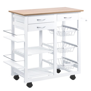 Kitchen Cart Mobile Utility Island with Shelves Spice Racks Baskets Drawers