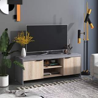Grey Wooden TV Stand Cabinet Home Media Center DVD Storage Unit