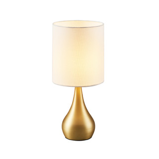 Sarah Metal Table Lamp Polished Brass Effect Base with Touch Light Cream Fabric Shade