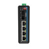 HGW-402LM - 4x RJ45 + 2x SFP ports Gigabit Ethernet Managed Industrial fiber switch front view DIP switches