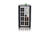 IGS-1608SM-SE-8PHE - 16 copper + 8 SFP port SNMP/web-managed Industrial PoE switch with Sync-Ethernet -  Front View