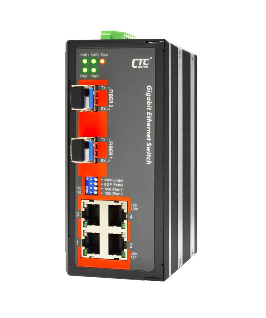 6-Port Unmanaged Switch  4-RJ45 Ethernet Ports, 2-SFP Fiber Ports –  Versitron