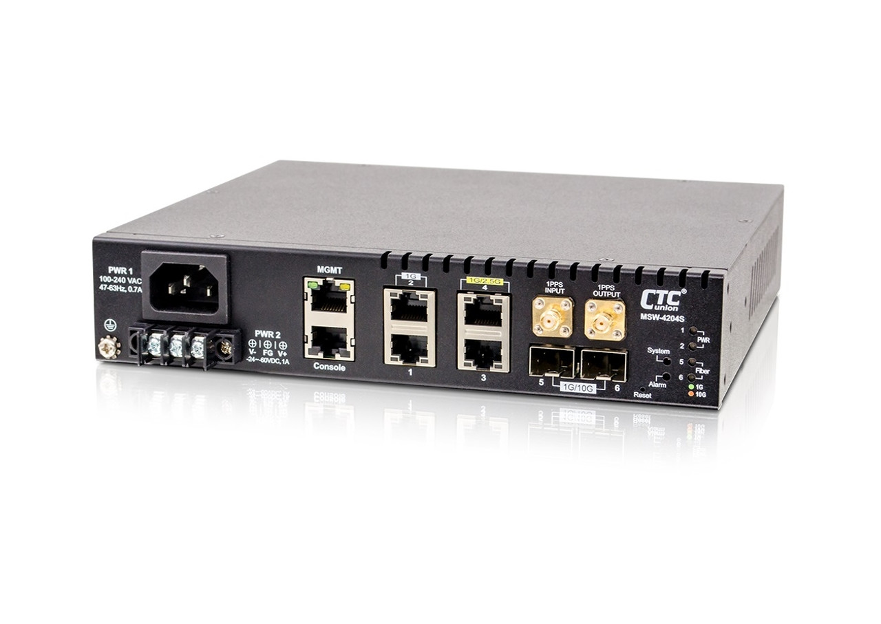 MSW-4204S-AD 2x 10G SFP+ and 4x Gigabit RJ45 EDD switch (Ethernet  Demarcation Device) for Metro Ethernet networks w/ full 802.3ah OAM support  (NID), SyncEthernet support, AC and DC power inputs