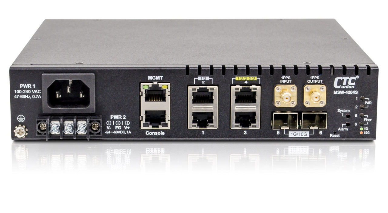 MSW-4204S-AD 2x 10G SFP+ and 4x Gigabit RJ45 EDD switch (Ethernet  Demarcation Device) for Metro Ethernet networks w/ full 802.3ah OAM support  (NID), SyncEthernet support, AC and DC power inputs