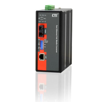 IMC-100-PHE12-SC030 - Fast Ethernet to singlemode 30Km industrial fiber media converter with PoE 30W output, -20-75 Celsius