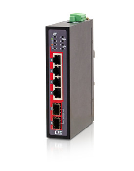 IGS-402CS-E - 4 copper + 2 SFP port Gigabit Ethernet Industrial switch, DIN rail mount, -40 to +75 C temp